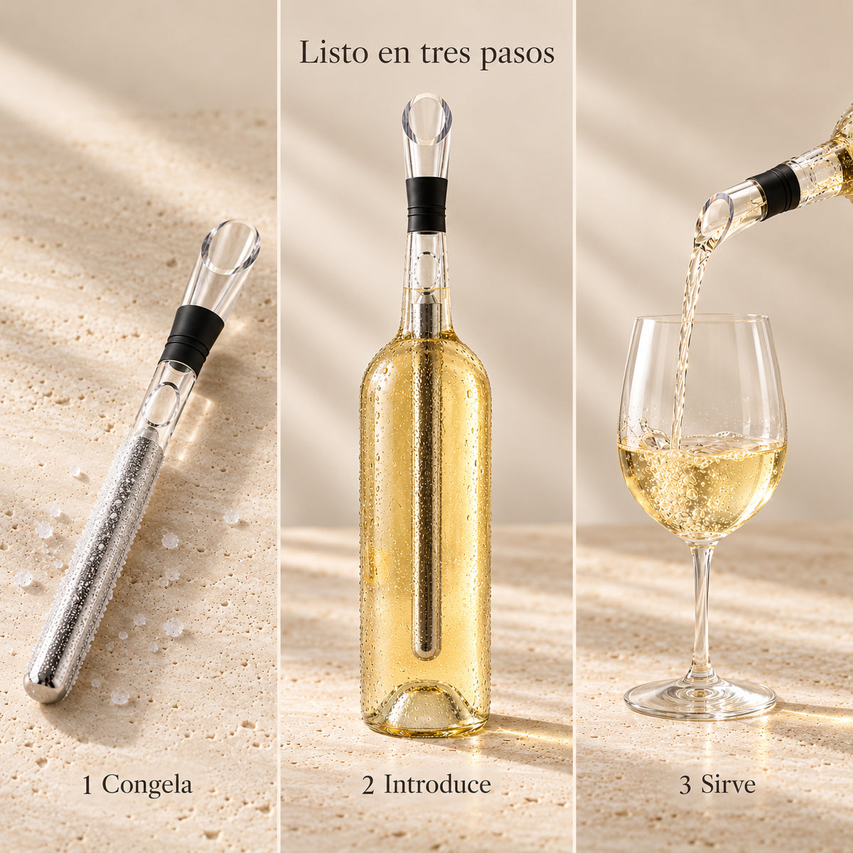 Cómo usar el enfriador de vino en tres pasos: congela, introduce y sirve